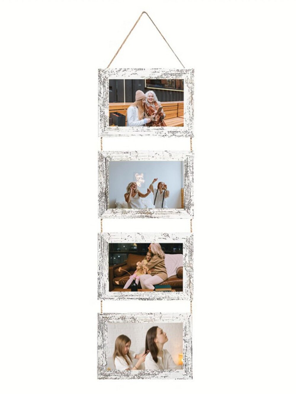 White 6 Inch Wood Grain Wall Hanging Photo Frame, Home Decor Frame